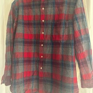 Vintage Pendleton Red Plaid Wool Long Sleeve Button Down Shirt Cowboy Country